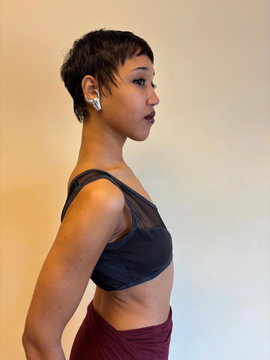 80s Junior Gaultier Mesh Cutout Crop Top product image