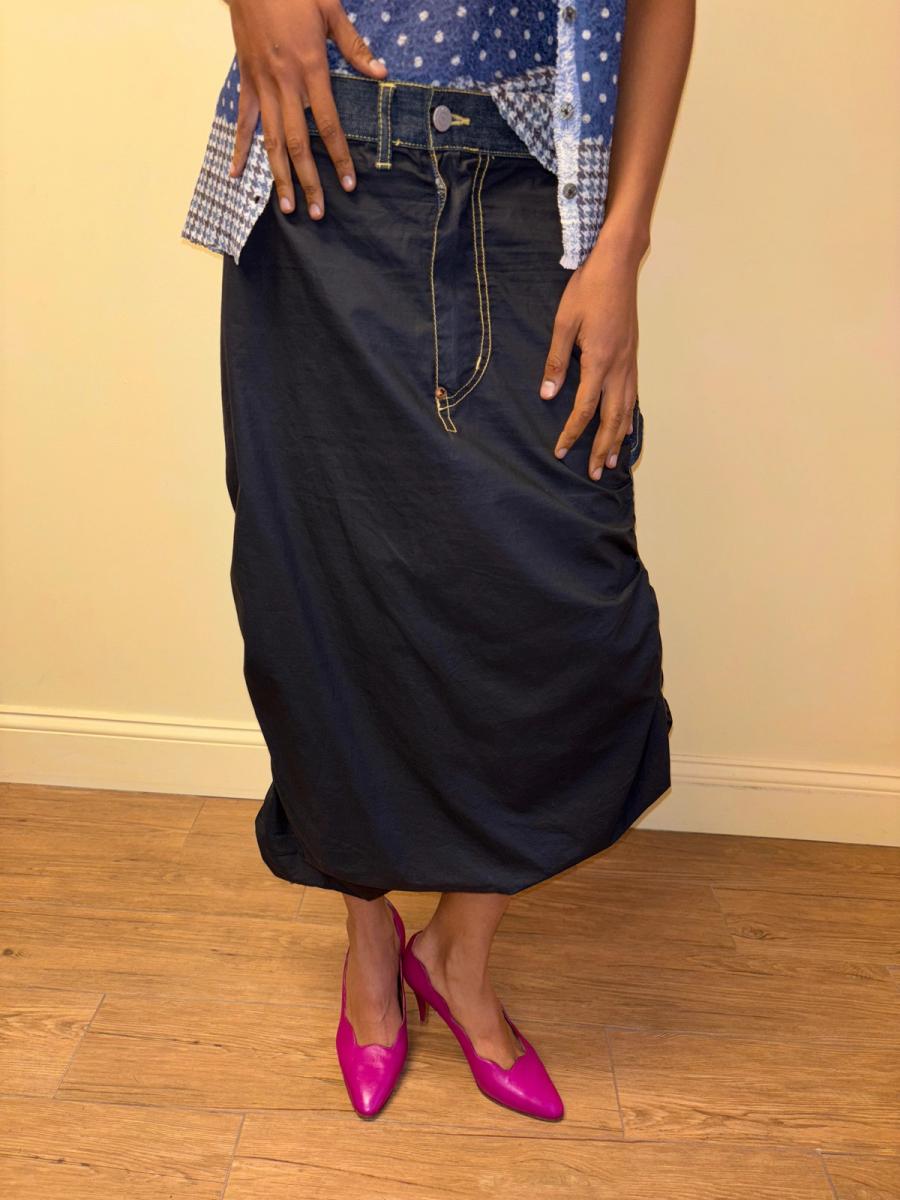 Michiko Koshino Denim and Ruched Skirt product image