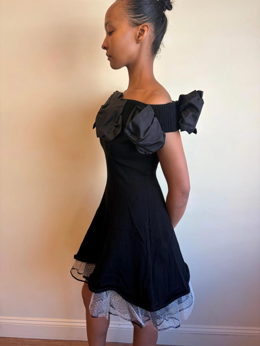80s Atsuki Onishi Knit Dress with Crinoline and Brooches product image