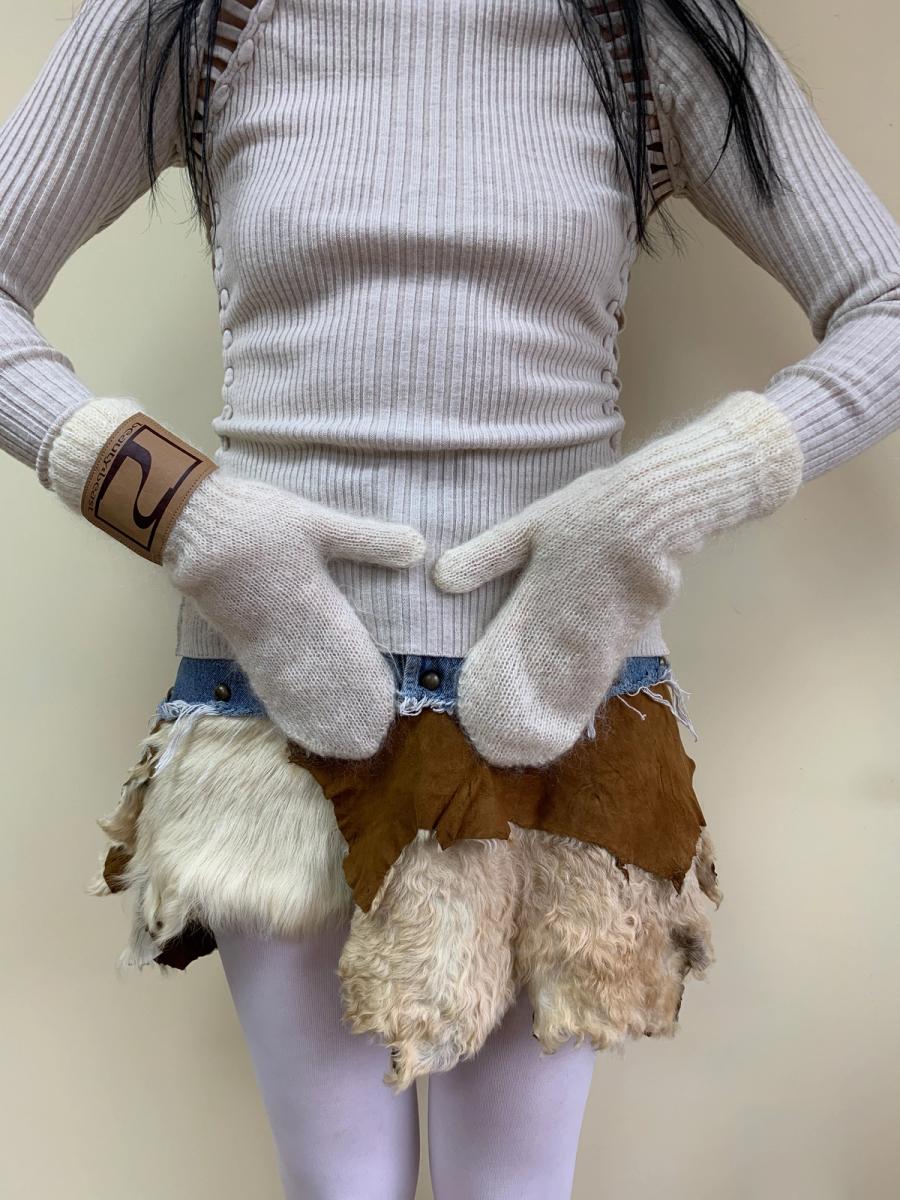 Beauty: Beast Cream Mohair Paw Mittens product image