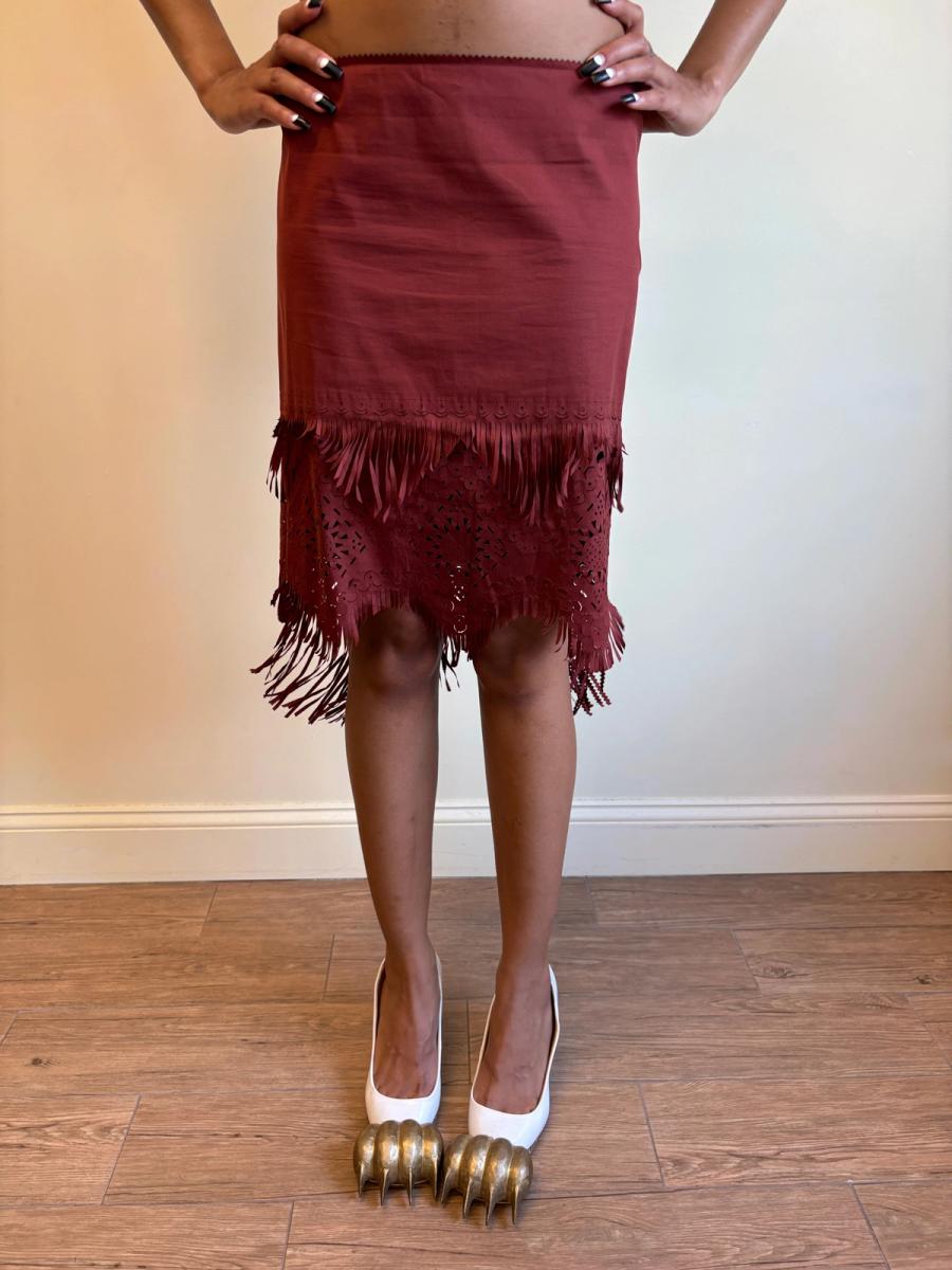 SS 2003 Jean-Paul Gaultier Rust Laser Cut Skirt product image