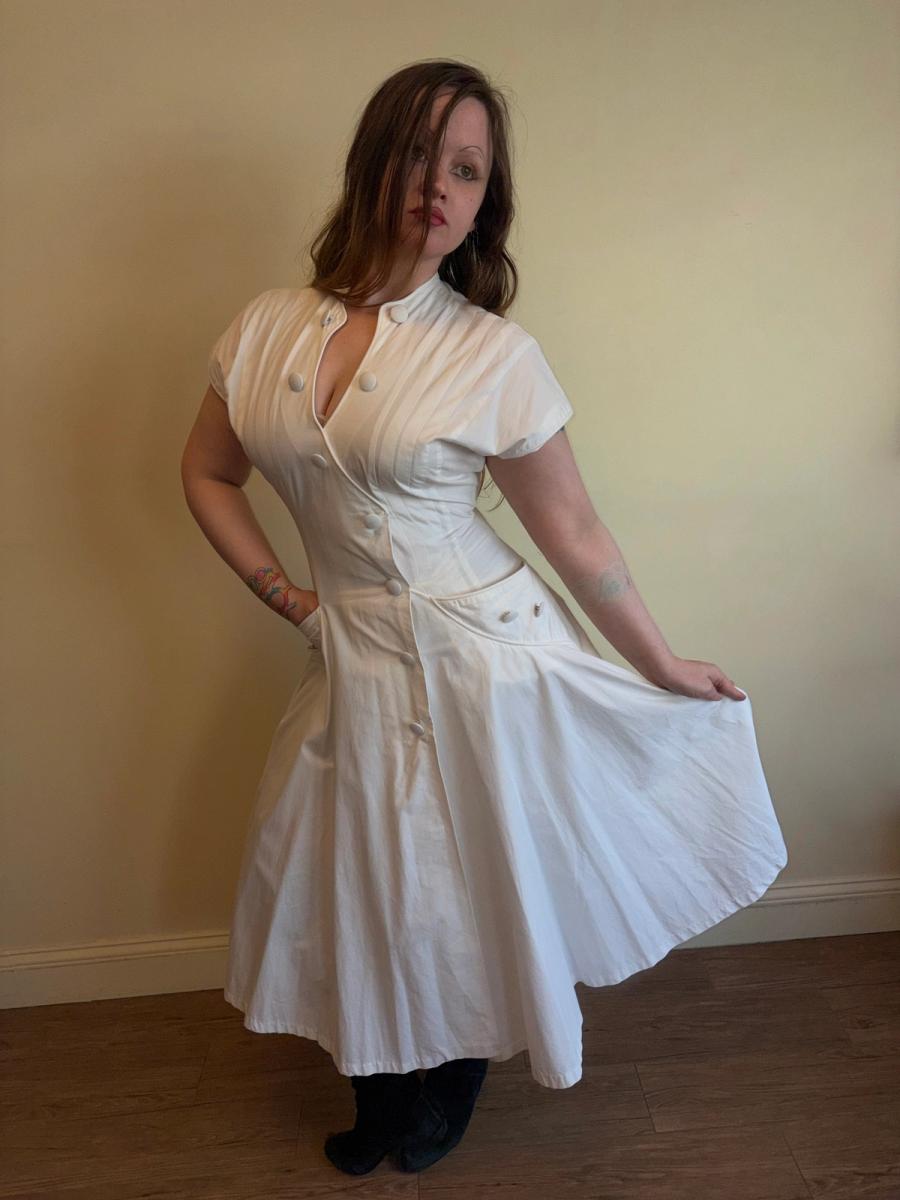 1980s Claude Petin Sweeping Fit & Flare Dress product image