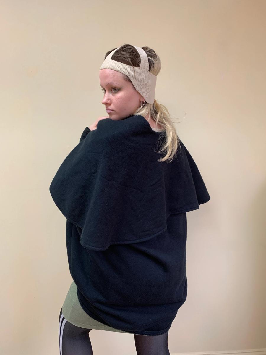 Norma Kamali 1980s Fleece Cocoon Coat in Black product image