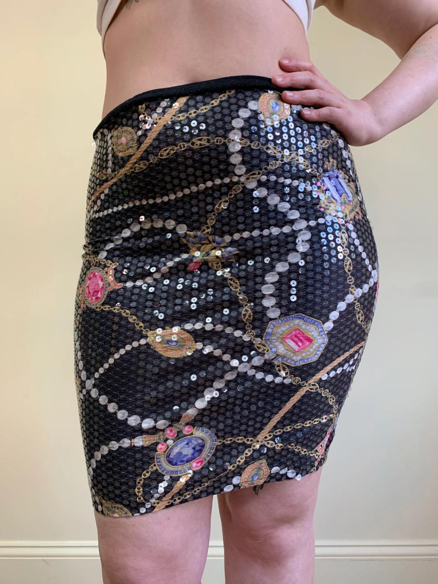 1980s Yvan & Marzia Jewel Box Print Skirt product image