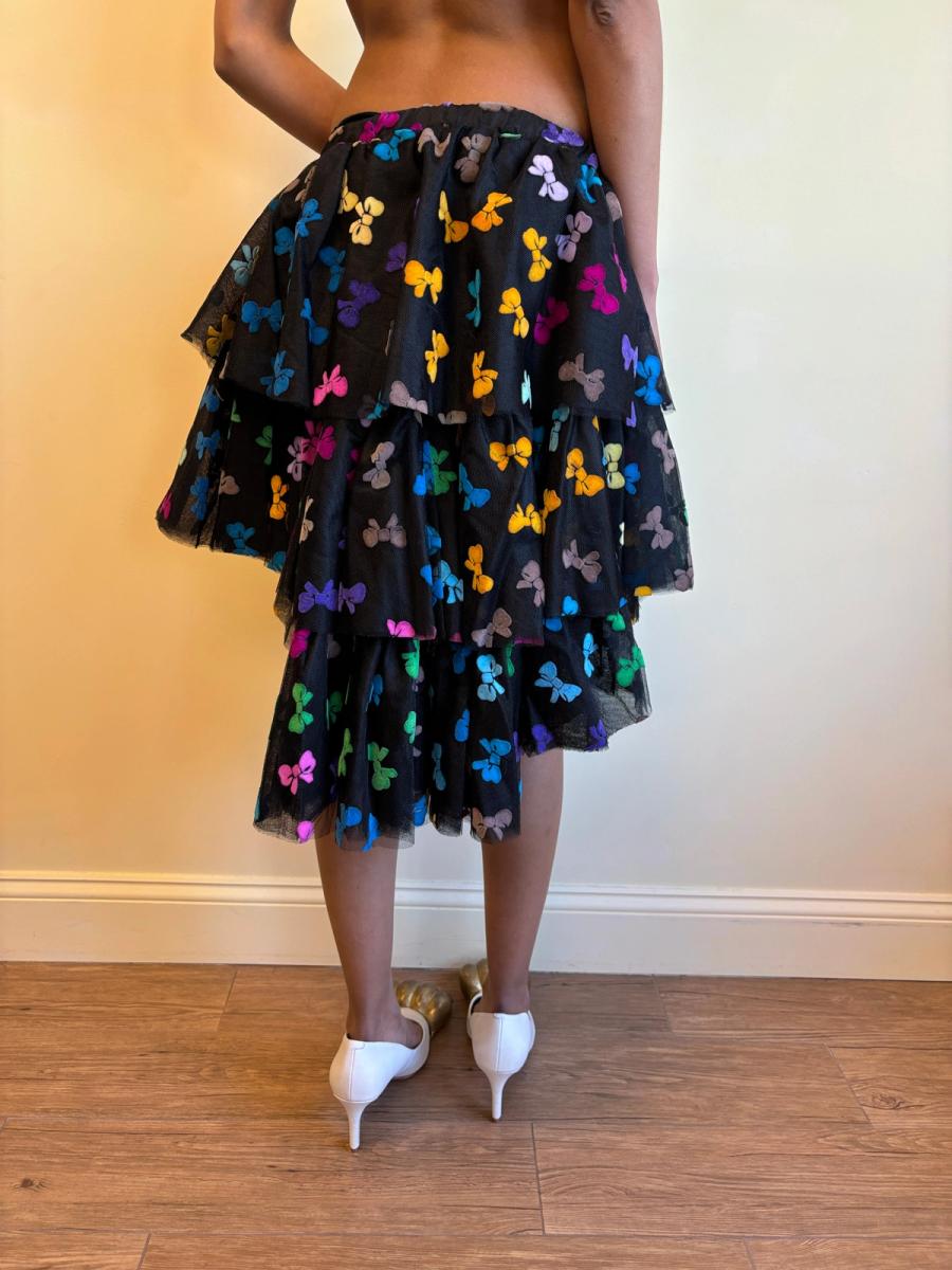 80s Yvan & Marzia Flocked Bow Skirt product image