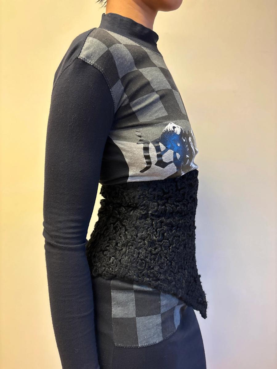 1980s Gibo Gaultier Faux Astrakhan Corset  product image