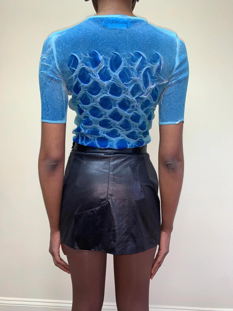 90s Yoshiki Hishinuma Blue Pleated Top product image