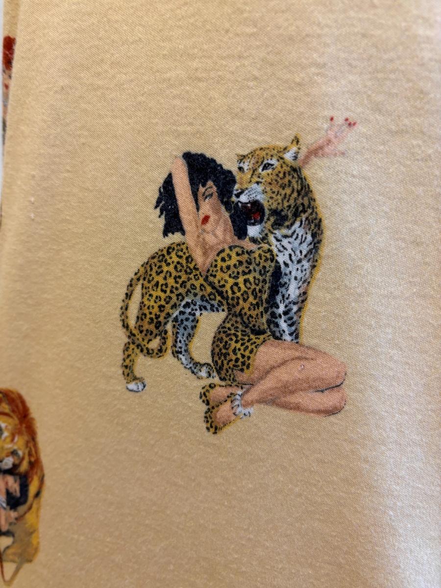 80s Krizia Pin-up Girl and Big Cat Shirt product image