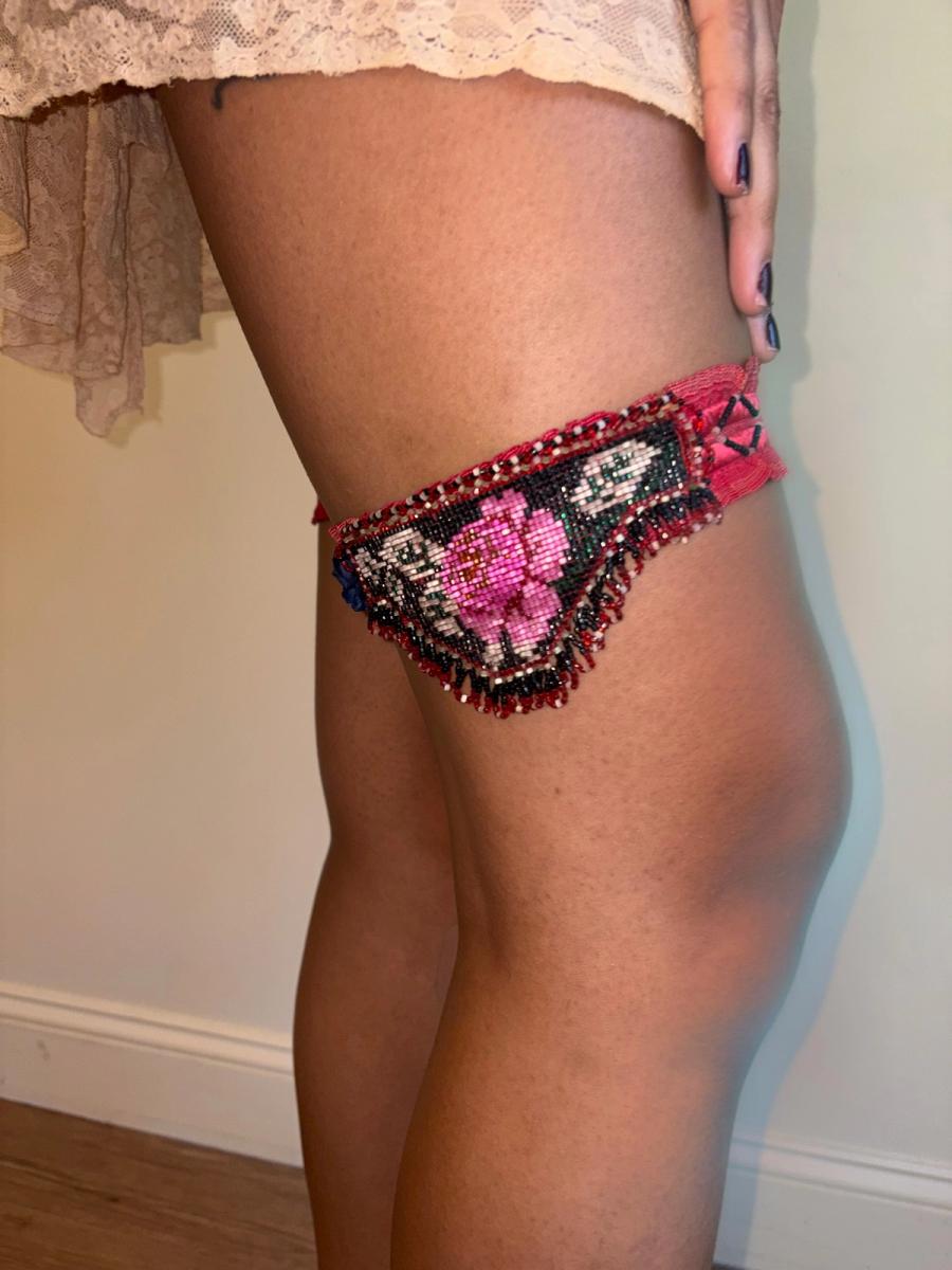 Rare 1920s Beaded Flower Garters product image