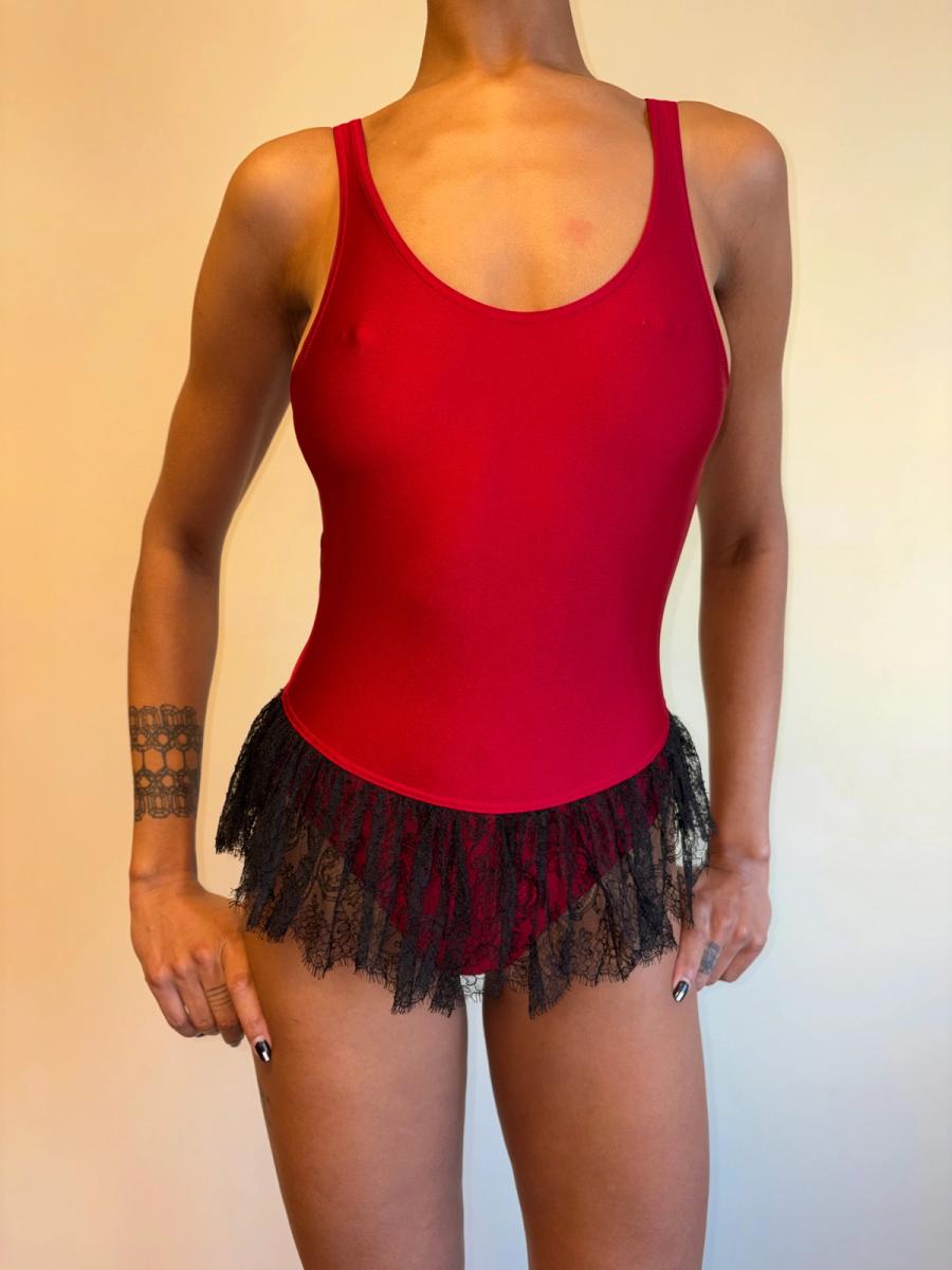 Vintage Chantal Thomass Red Swimsuit with Lace Skirt product image