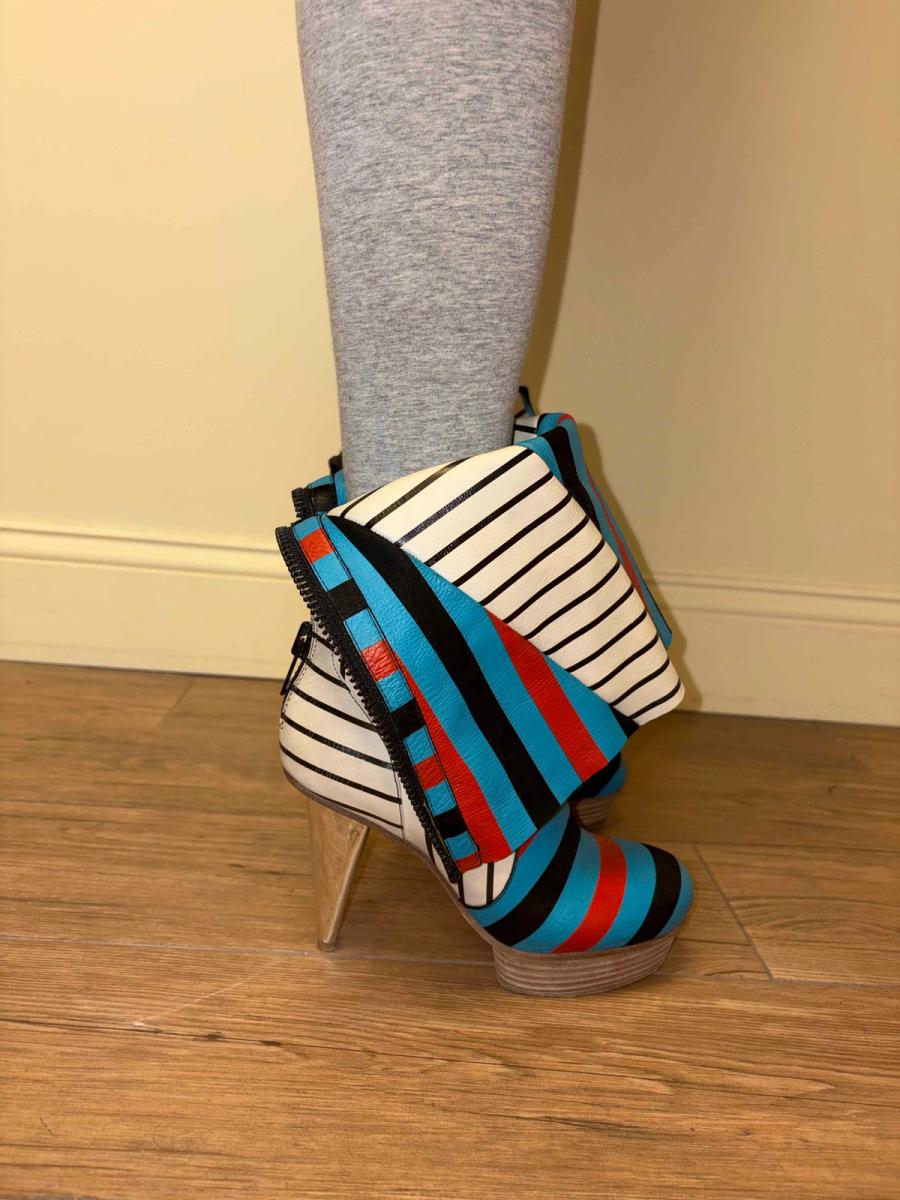 Bernhard Willhelm Striped Boots With Metallic Heel  product image