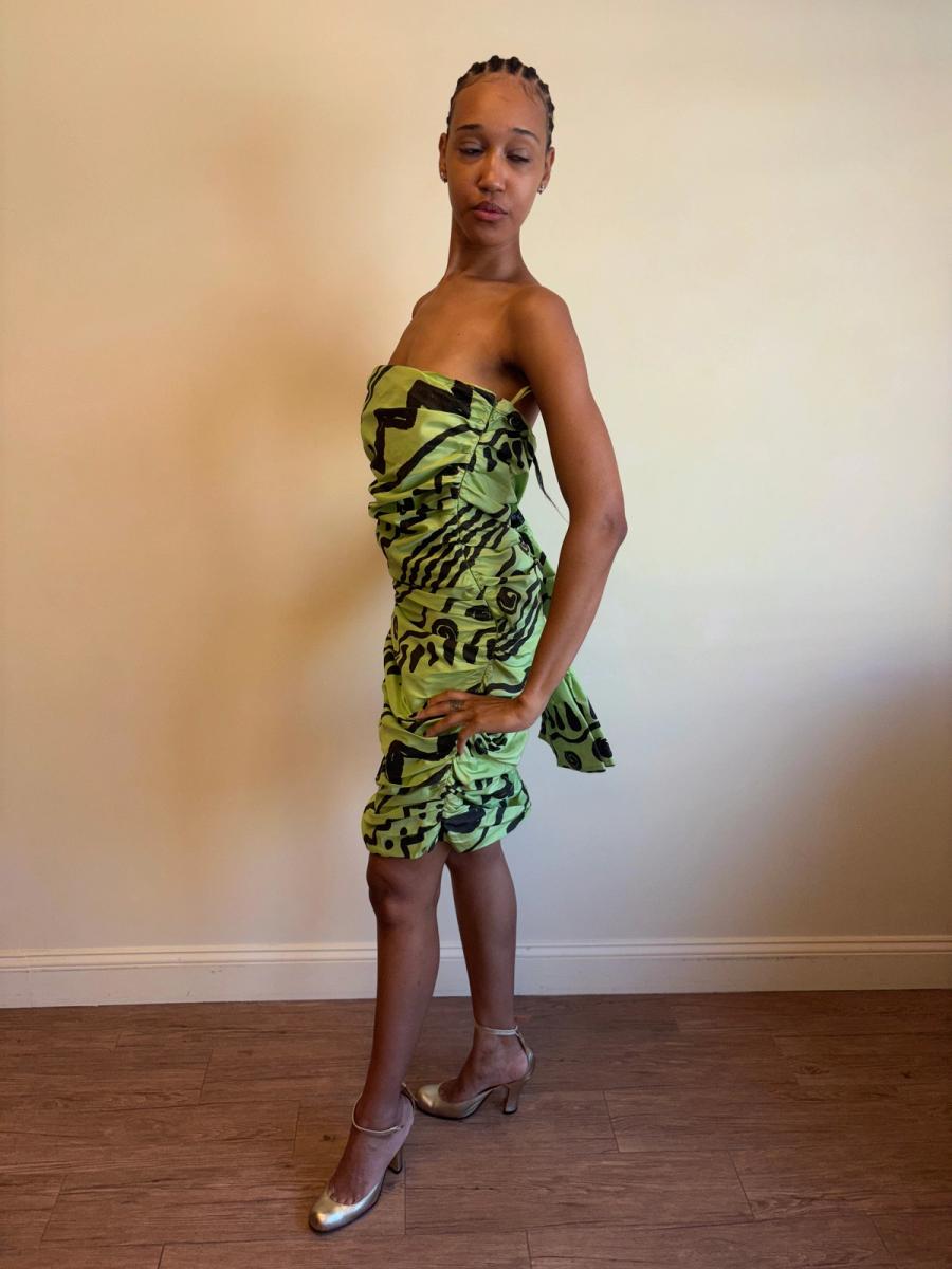 80s Angelo Tarlazzi Abstract Dress with Raffia product image