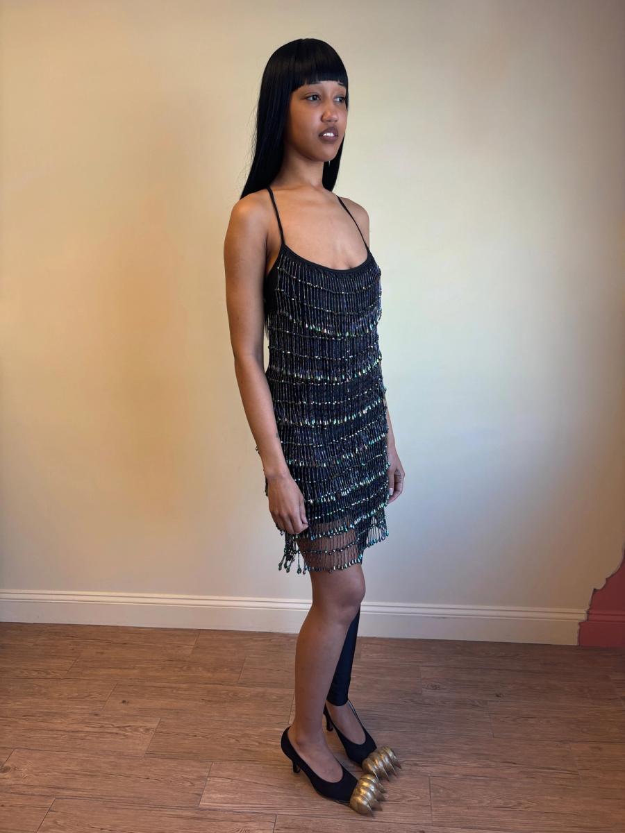1980s Helen Storey Beaded Tassel Dress product image