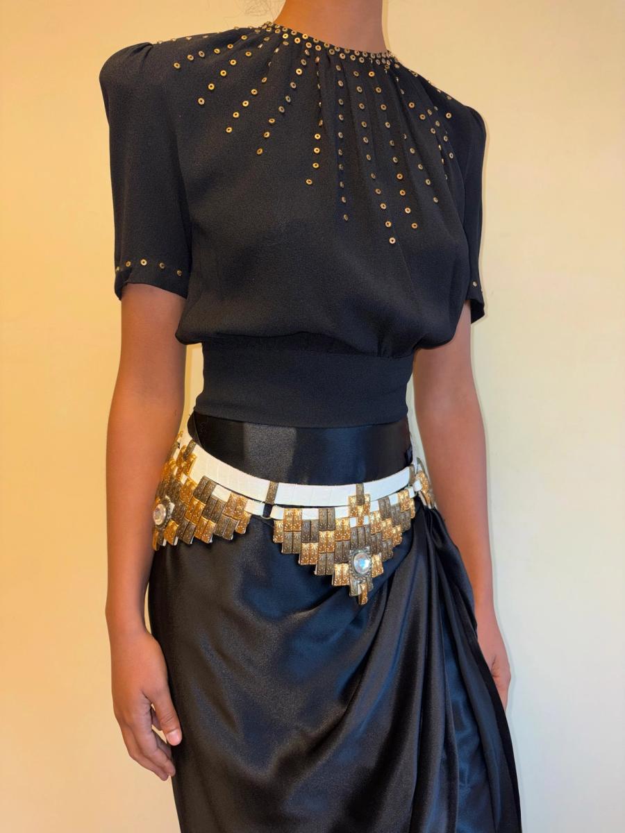 1980s French Studded Geometric Belt  product image