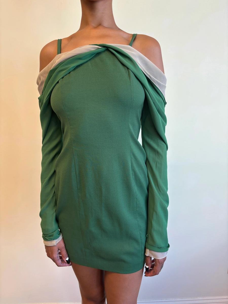 1980s Dolce & Gabbana Layered Chiffon Sleeve Dress product image