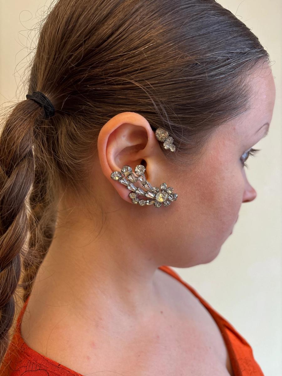 40s or 50s Rhinestone Ear Cuffs product image