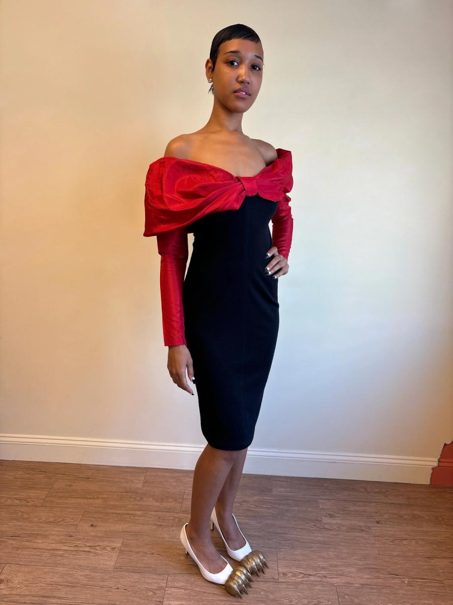 80s Angelo Tarlazzi Bow Dress product image