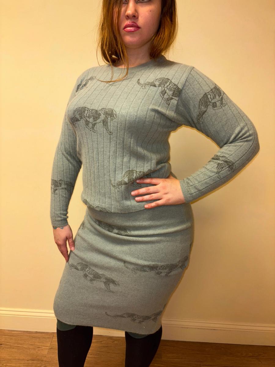 80s Krizia Panther Print Knit Set product image