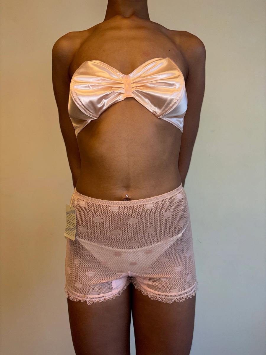 40s French Pink Satin Bra product image