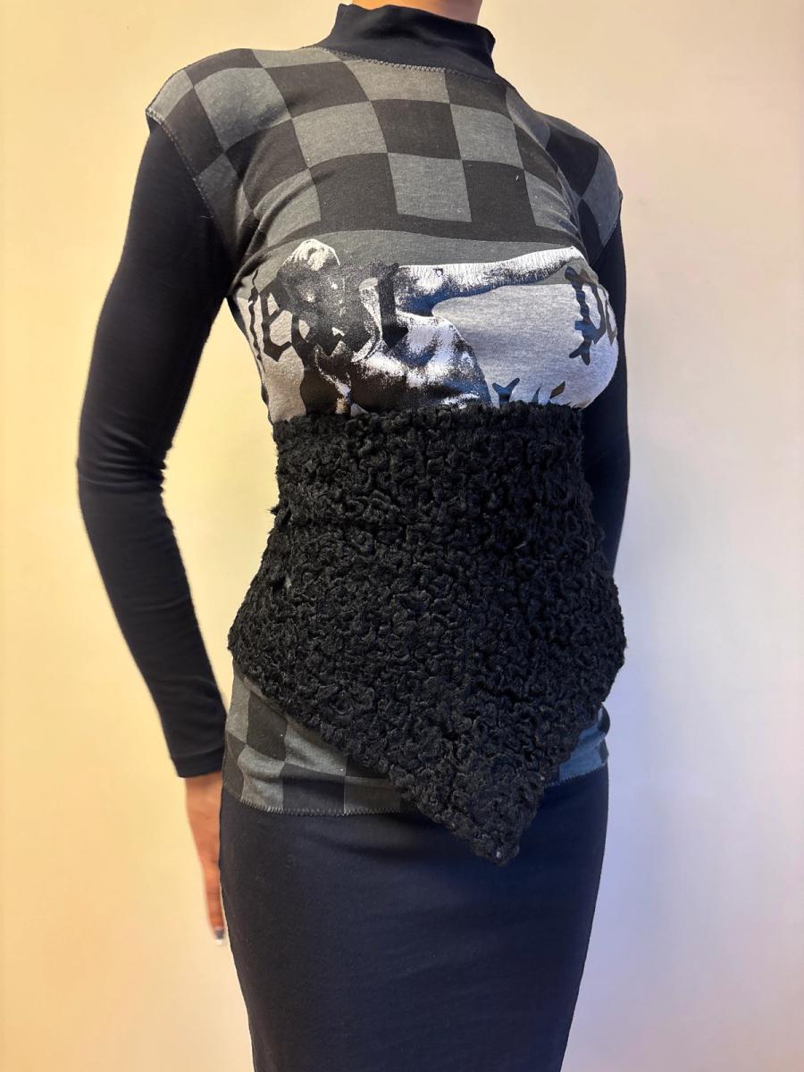 1980s Gibo Gaultier Faux Astrakhan Corset product image