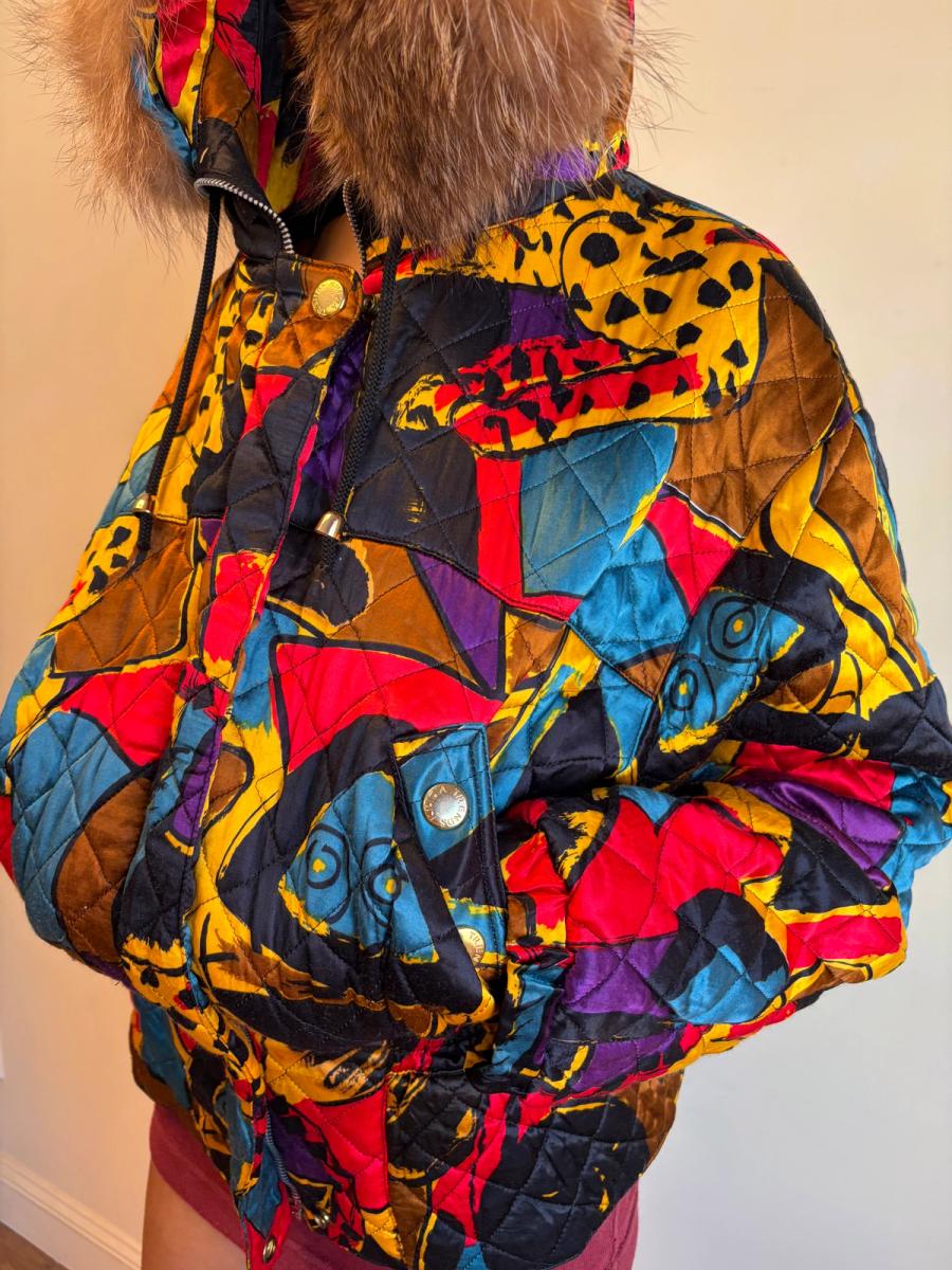 Krizia Cheetah Art Print Convertible Jacket With Fur Hood product image