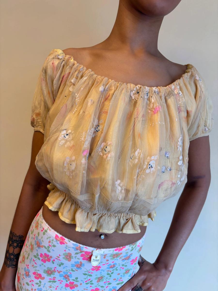 Vintage French Handpainted Silk Top  product image