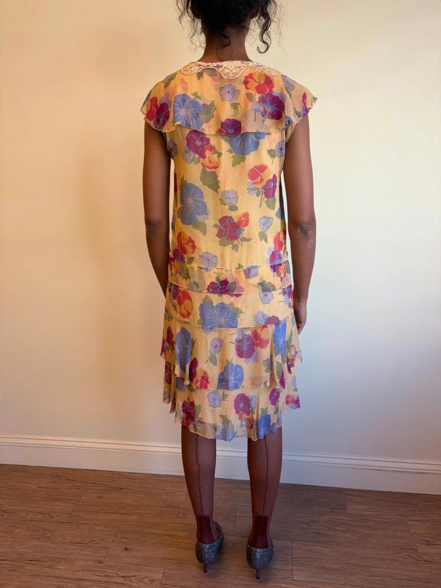 French Late 1920s- 1930s Floral Chiffon Dress product image