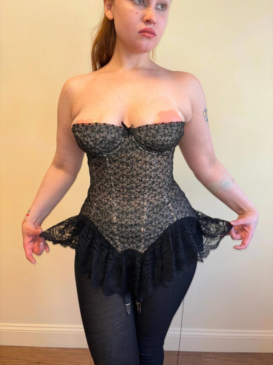 French 50s Simone Perelle Black Lace Bustier product image
