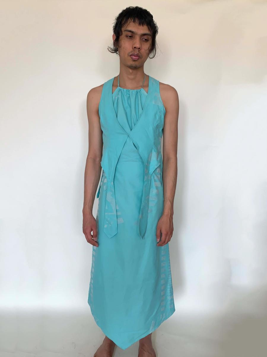 Biche De Bere Pointed Flocking Halter Dress  product image