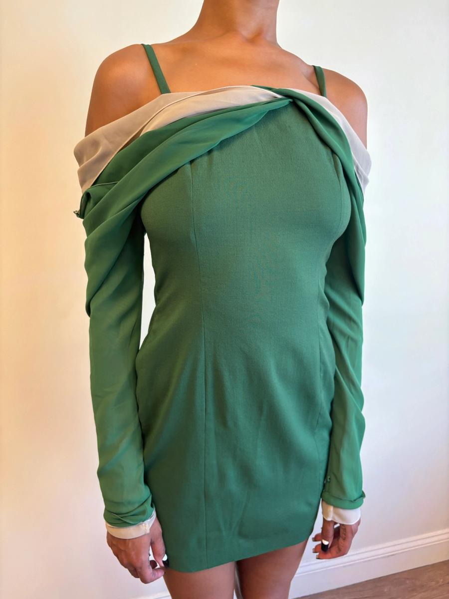 1980s Dolce & Gabbana Layered Chiffon Sleeve Dress product image