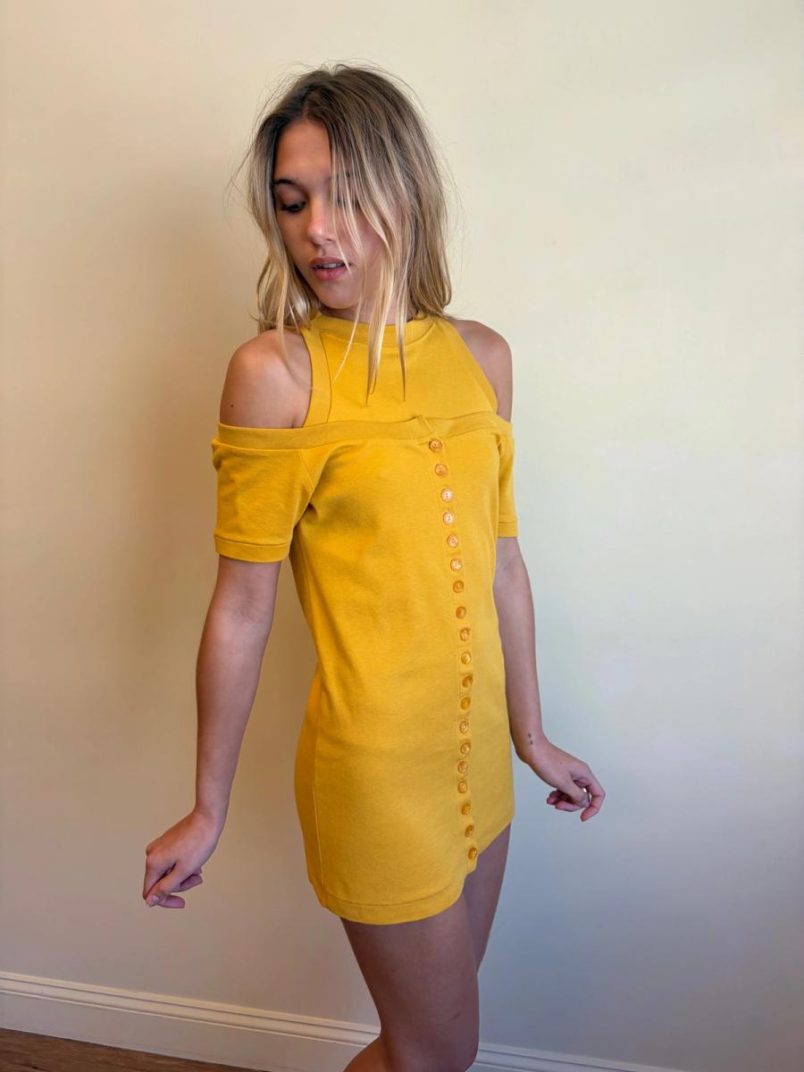 80s Norma Kamali Double Layered Sweat Mini Dress product image