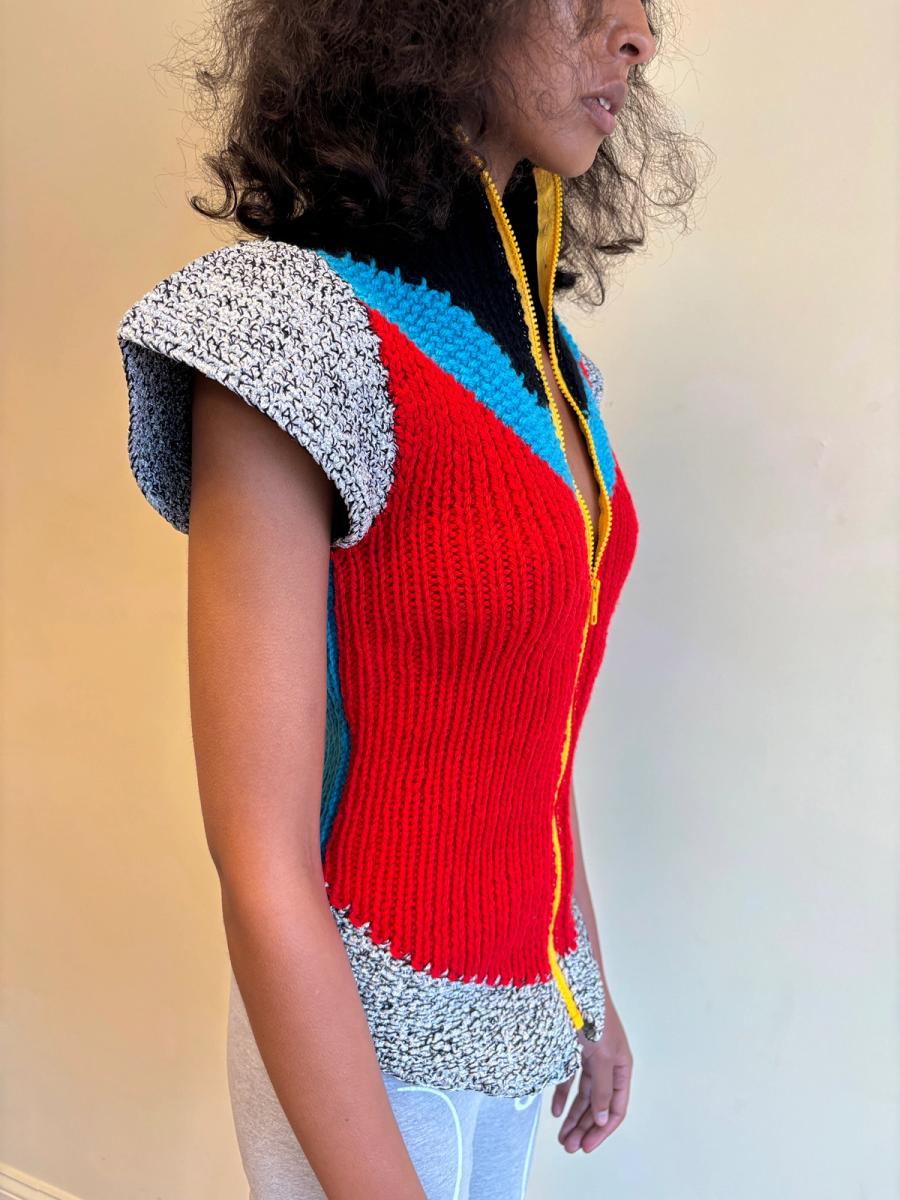 Michelle Pesetti Avant-Garde Colorblock Handknit Top product image