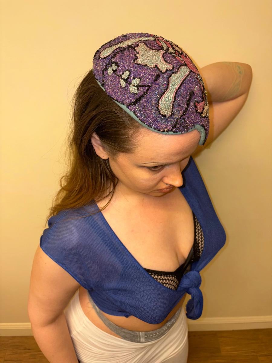 1920s Beaded Casque Helmet Hat product image