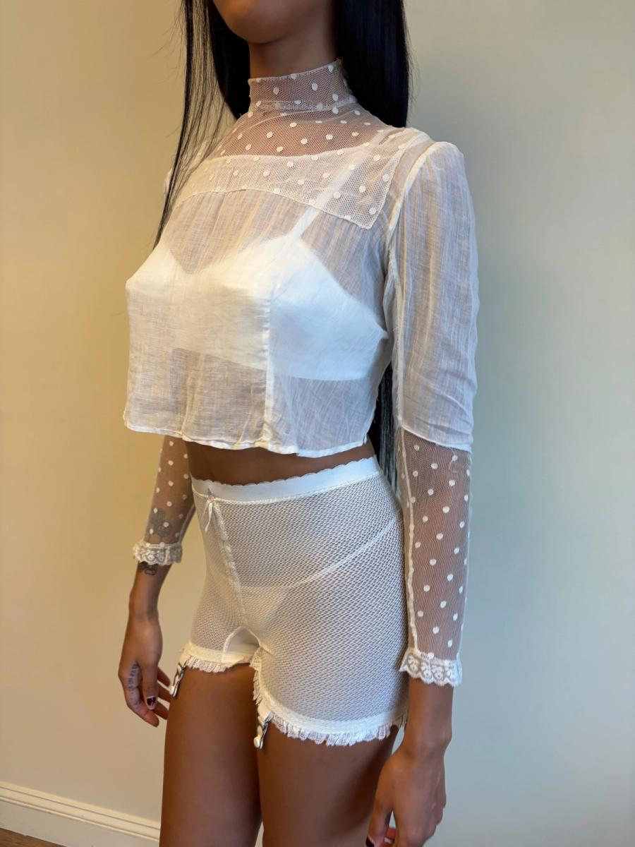 Edwardian White Lace Dot Blouse product image
