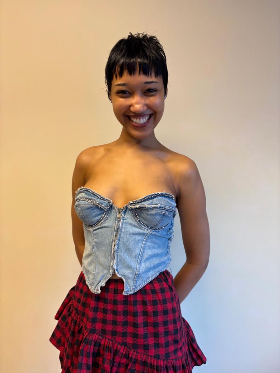 80s Katherine Hamnett Rhinestone Denim Bustier product image