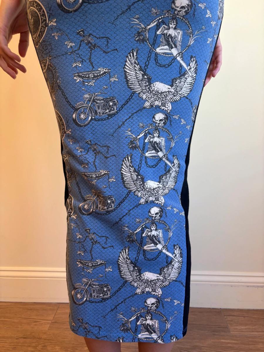 80s Junior Gaultier Biker and Pin-up Girl Hobble Skirt product image