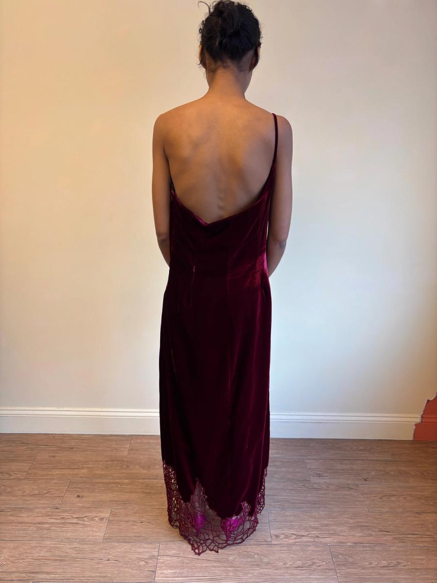 90s Laetitia Hecht Red Velvet Cobweb Gown product image