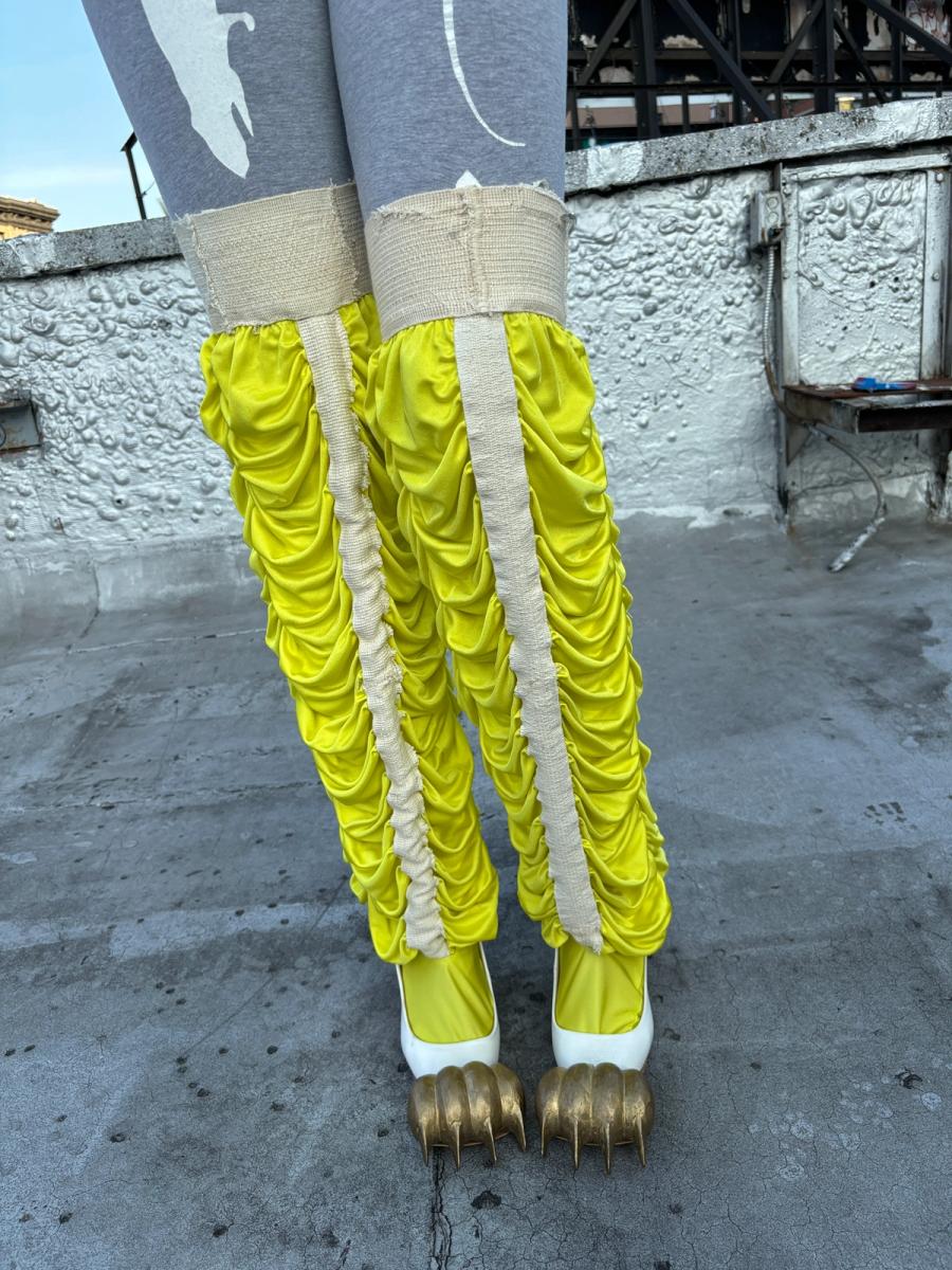 Extra Long Antique Jockstrap Legwarmers - Electric Yellow product image
