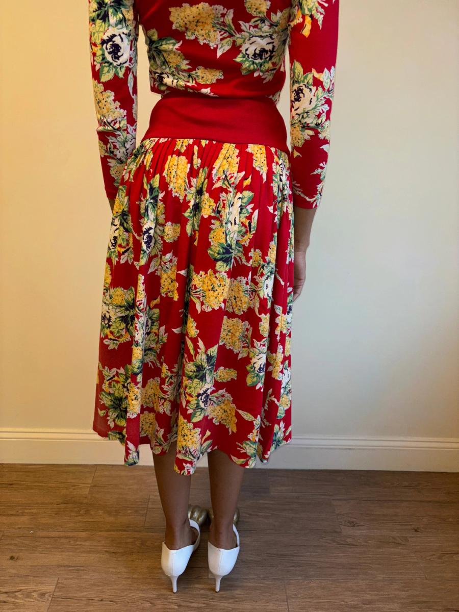 80s Norma Kamali Red Floral Set product image