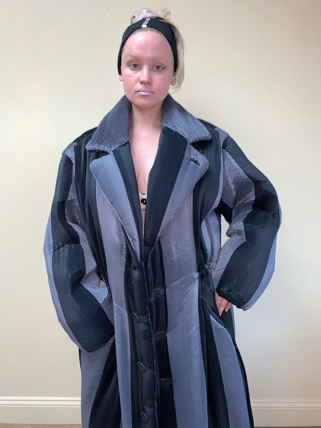 【ISSEY MIYAKE】1990s〜 soutien collar coat 80s or 90s Issey Miyake Pleated Puffer Jacket