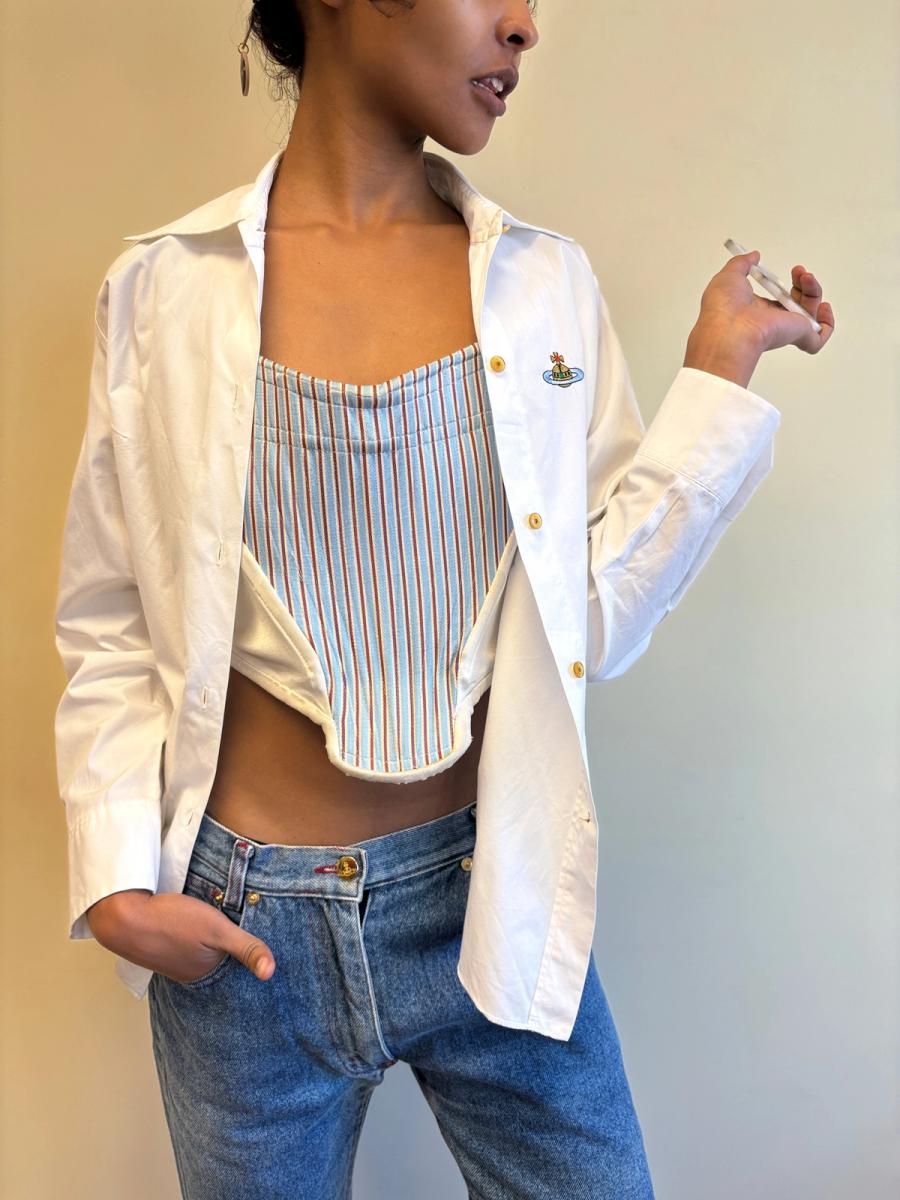 80s Vivienne Westwood White Orb Button Down product image