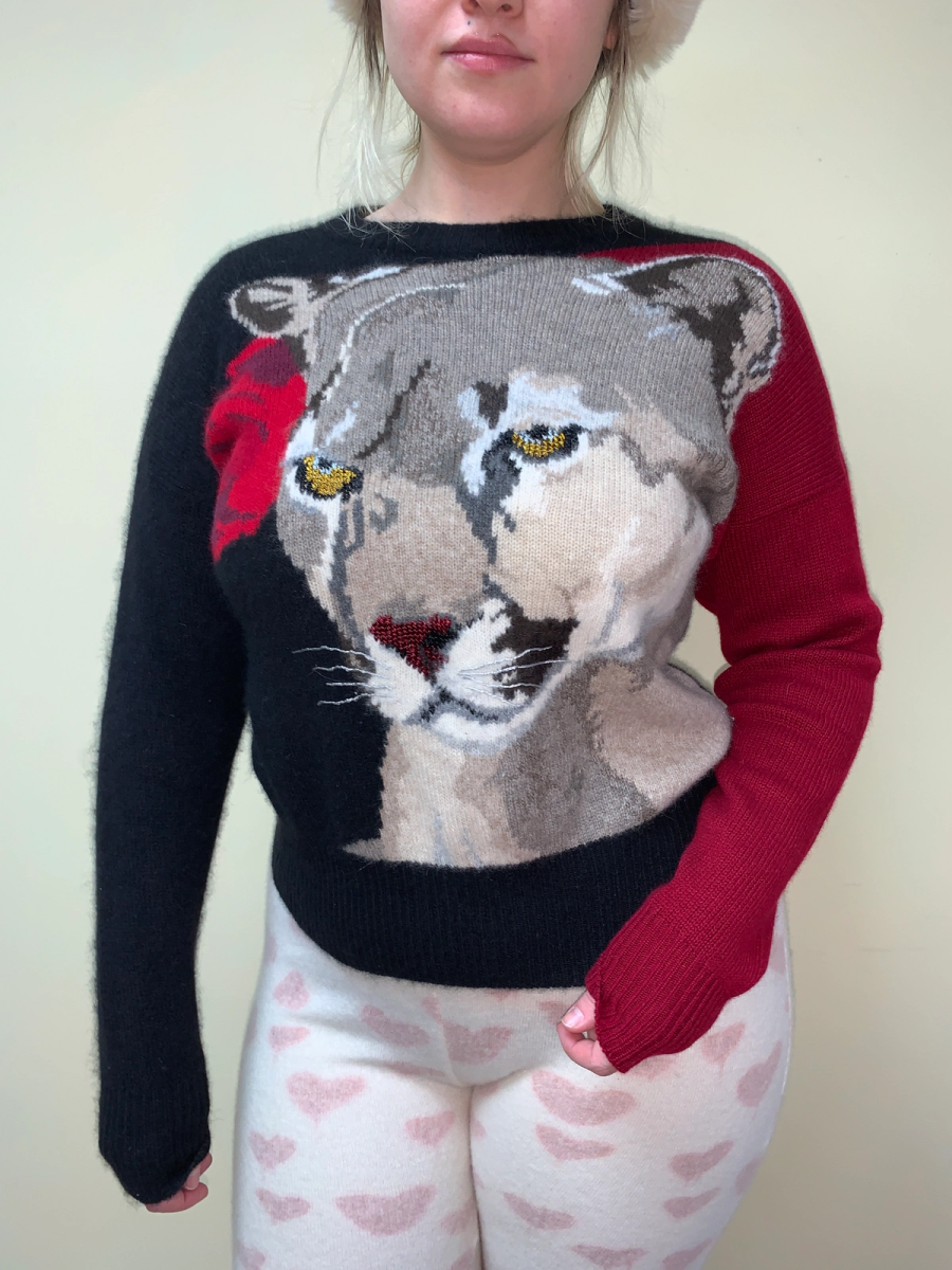 80s Krizia Puma Portrait Knit Sweater