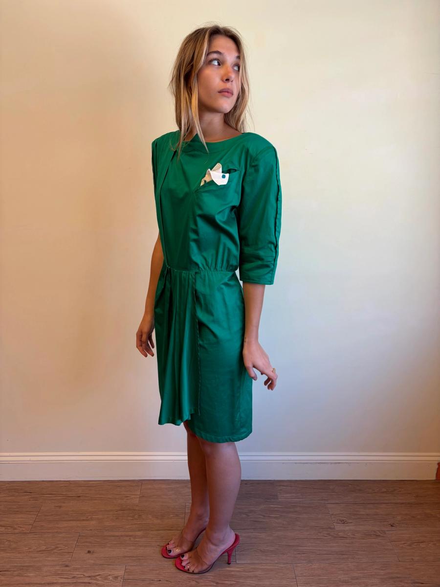 1980s Thierry Mugler Emerald Asymmetrical Dress product image