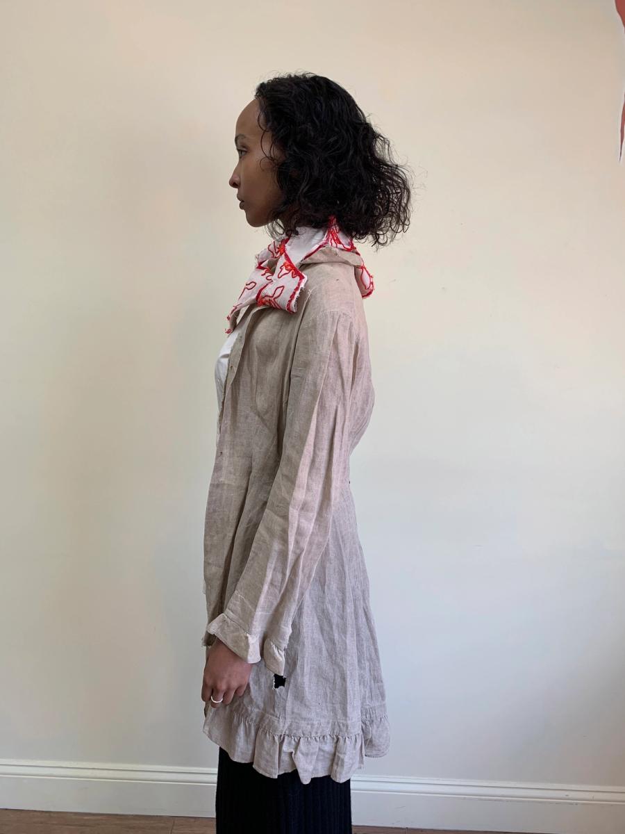 1880s Linen Jacket with Repairs product image