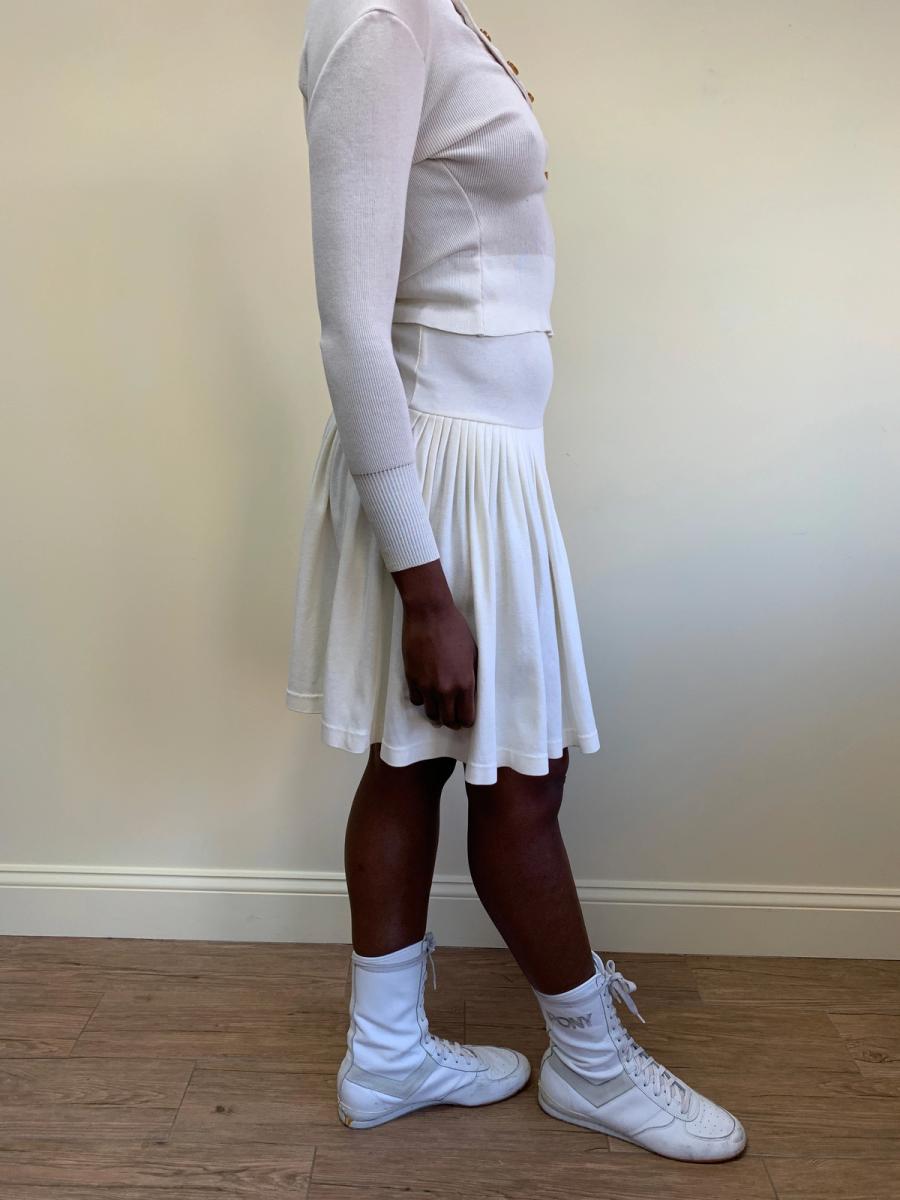 80s Norma Kamali White Highwaist Skirt product image