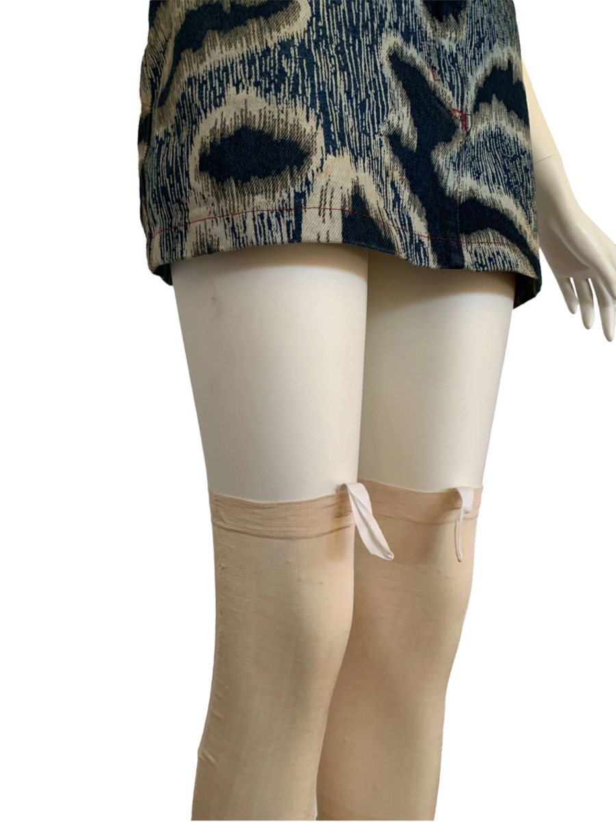 French Antique Silk Stockings with Garter Tabs product image