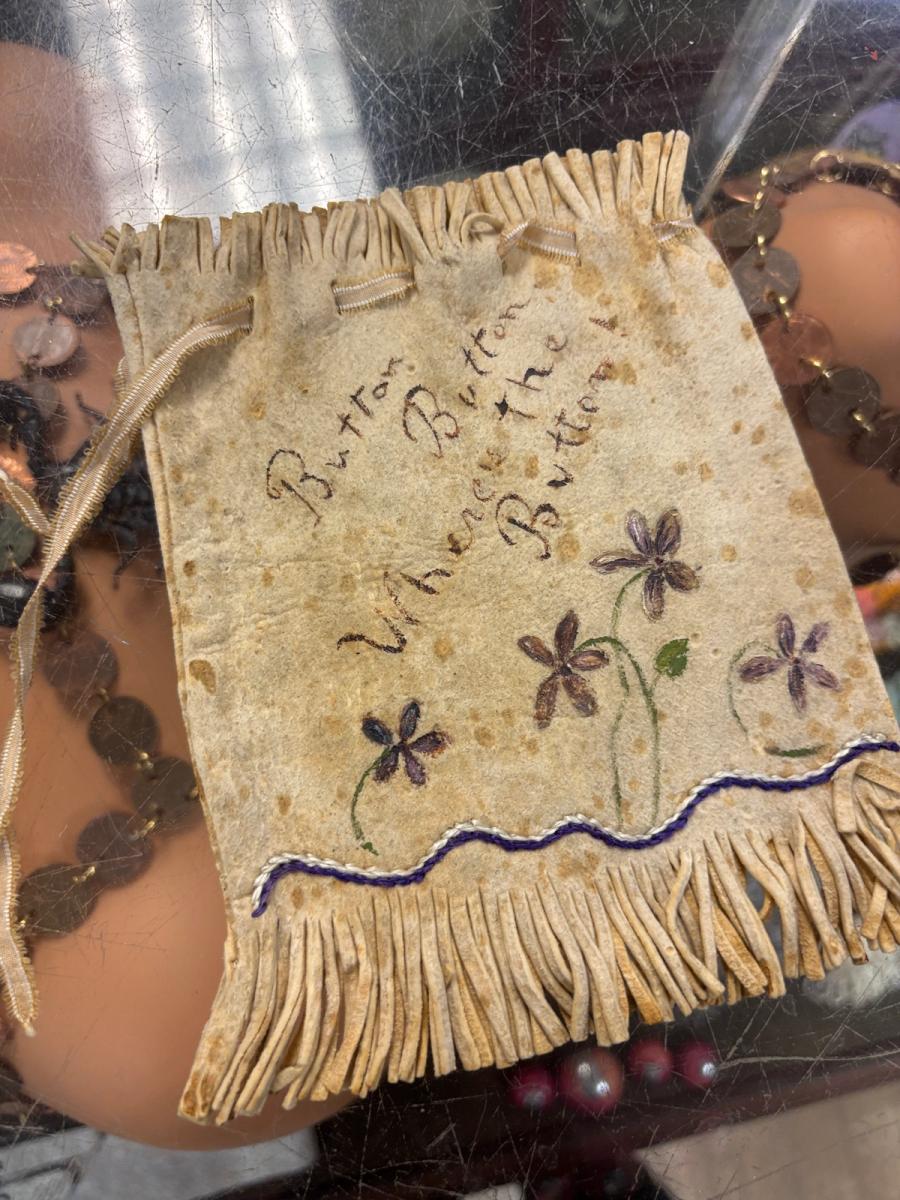 Antique Painted Suede Button Bag  product image