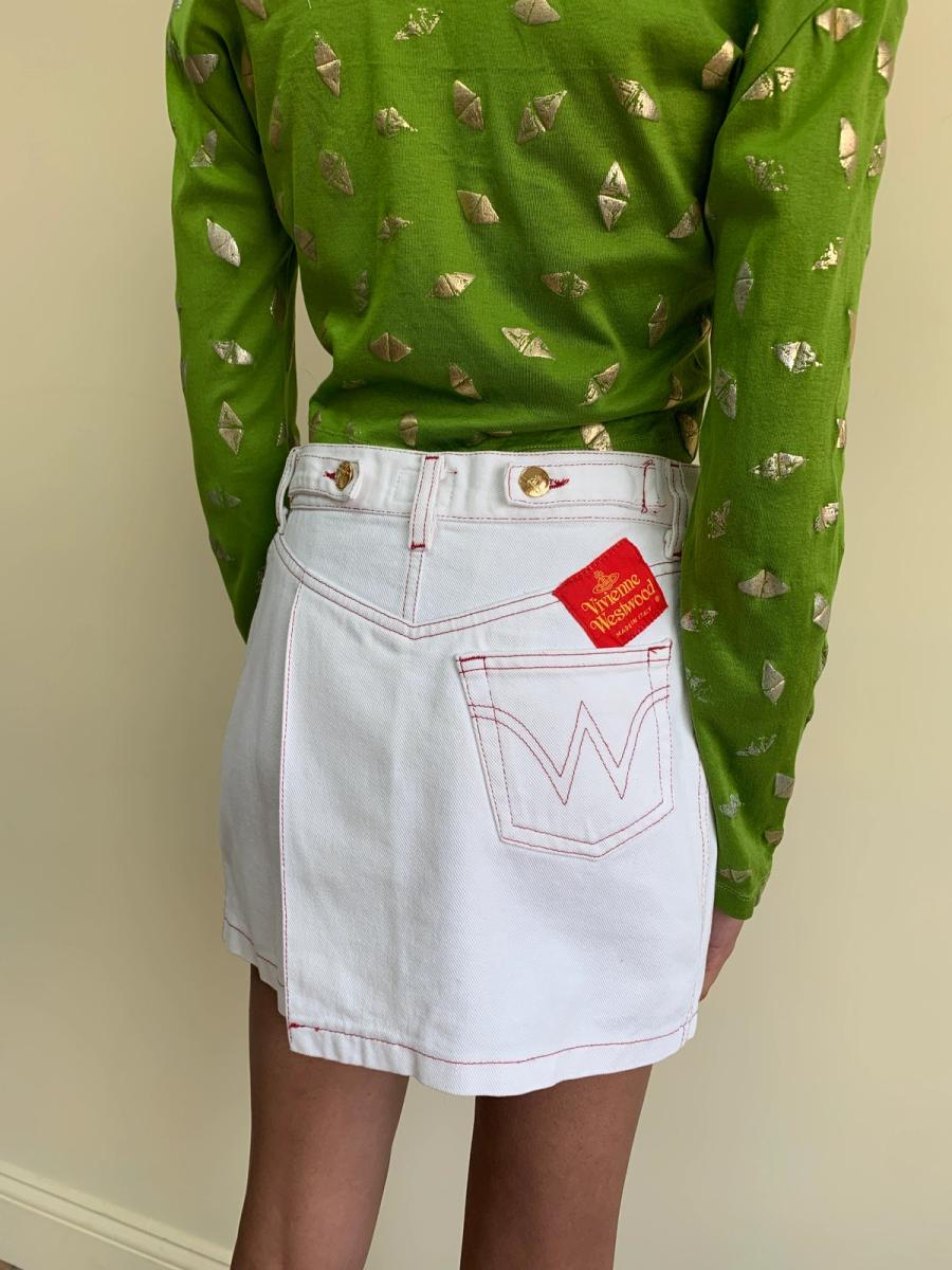 90s Vivienne Westwood White Denim Miniskirt product image