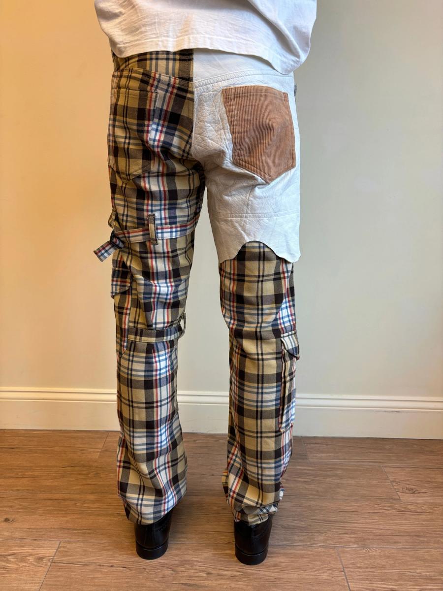 Milkboy Leather Patchwork Plaid Pants product image