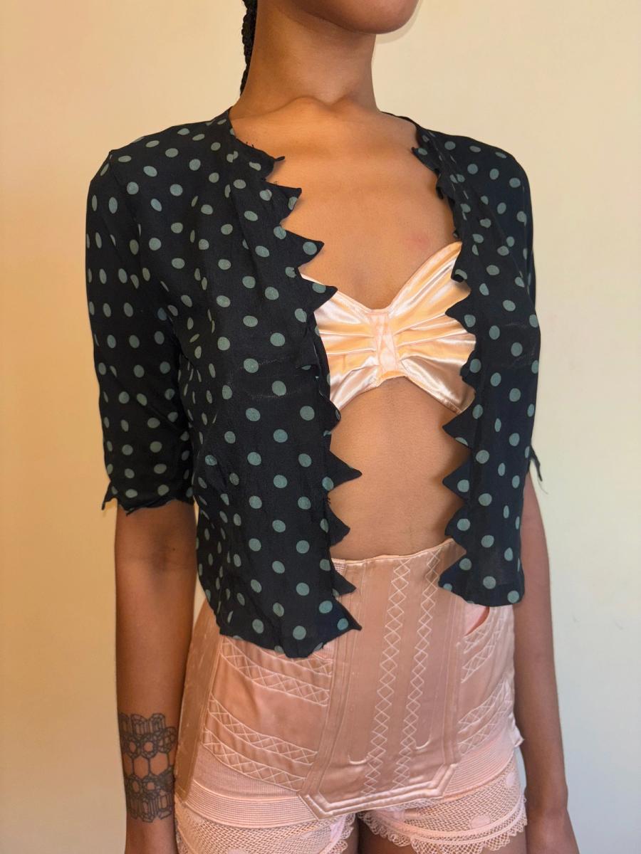 30s Polka Dot Top with Jagged Hem product image